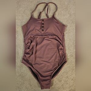 Summer Mae Maternity One Piece Swimsuit Purple Size Small